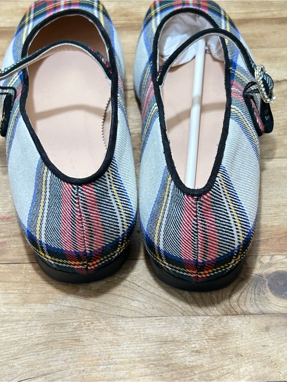 J. Crew Anya Mary Jane flats in Snowy Stewart Ivory Tartan Plaid Square Ballet 6 - Picture 3 of 7